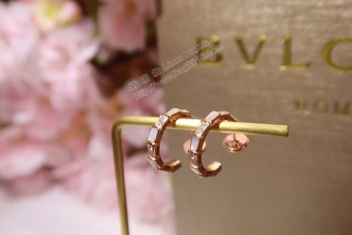 Bvlgari飾品 寶格麗SERPENTI系列 蛇貝殼半鑽耳圈 s925純銀材質  zgbq3212
